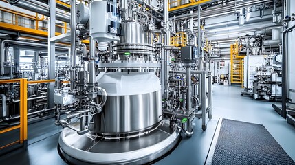 Fototapeta premium An advanced chemistry lab with AI-powered systems for analyzing reaction mechanisms and optimizing experimental setups