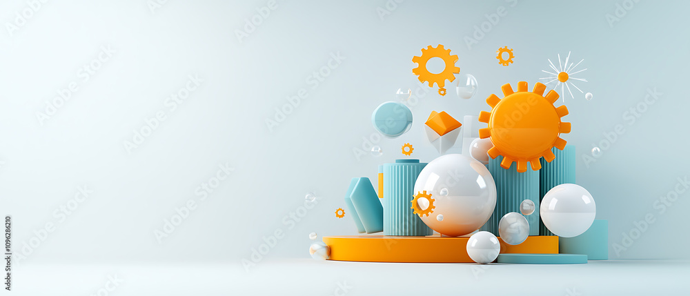 Poster dynamic geometric elements in abstract design digital space 3d graphic art minimalist environment ar