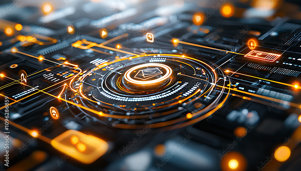 Poster register your application profile digital technology interface futuristic environment abstract viewp