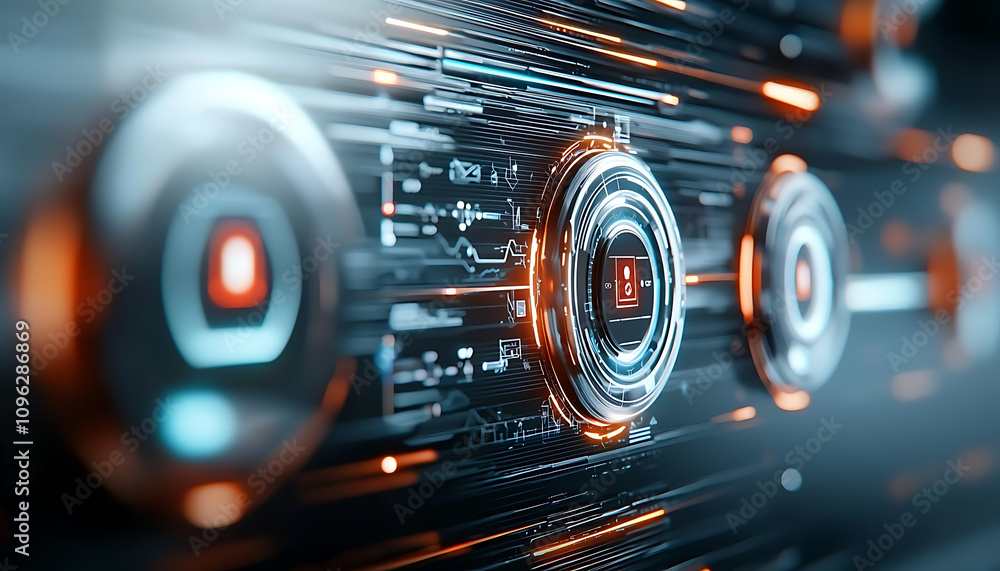 Poster futuristic technology application register your profile in a digital environment virtual viewpoint a