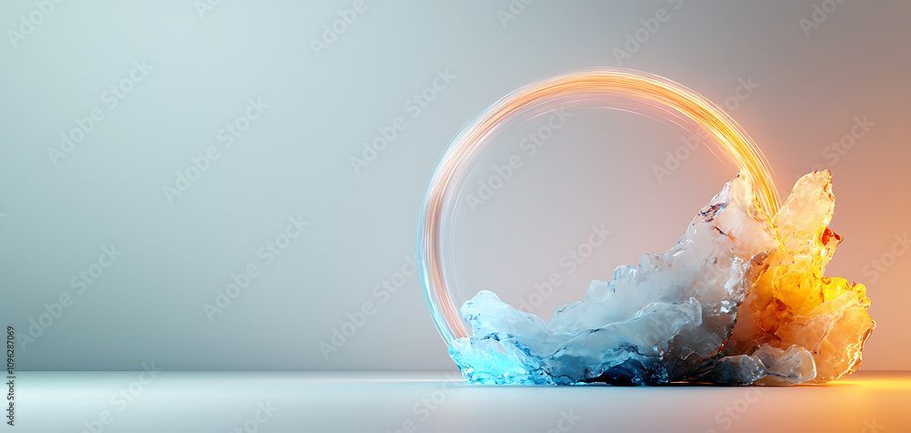 Poster dynamic ocean wave interaction abstract art display contemporary gallery calm environment artistic p