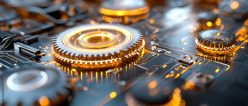 Poster Register your application profile exploring the intricate world of technology gears in a high-tech environment