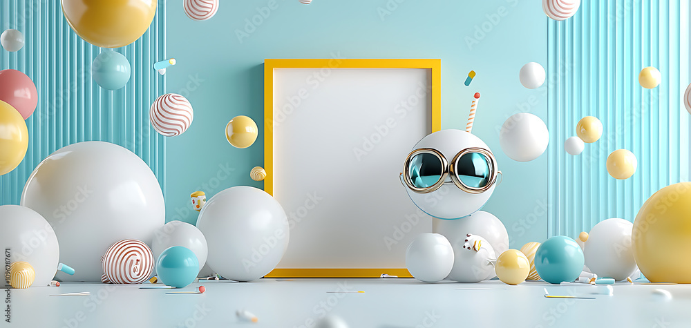 Poster creative application of registering a playful profile in a colorful environment filled with fun elem