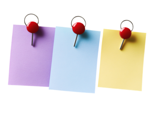 a group of colorful notes with a push pin