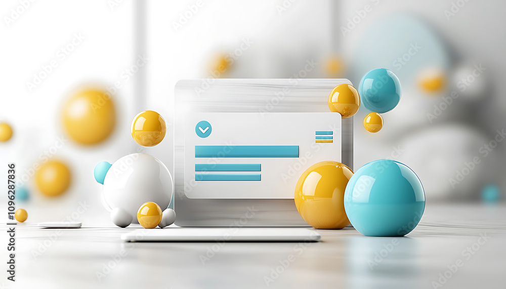 Poster dynamic application registration process digital workspace infographic design minimalist environment