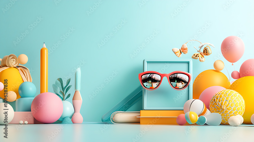 Aufkleber creative application of bright colors and shapes studio space graphic design playful environment uni