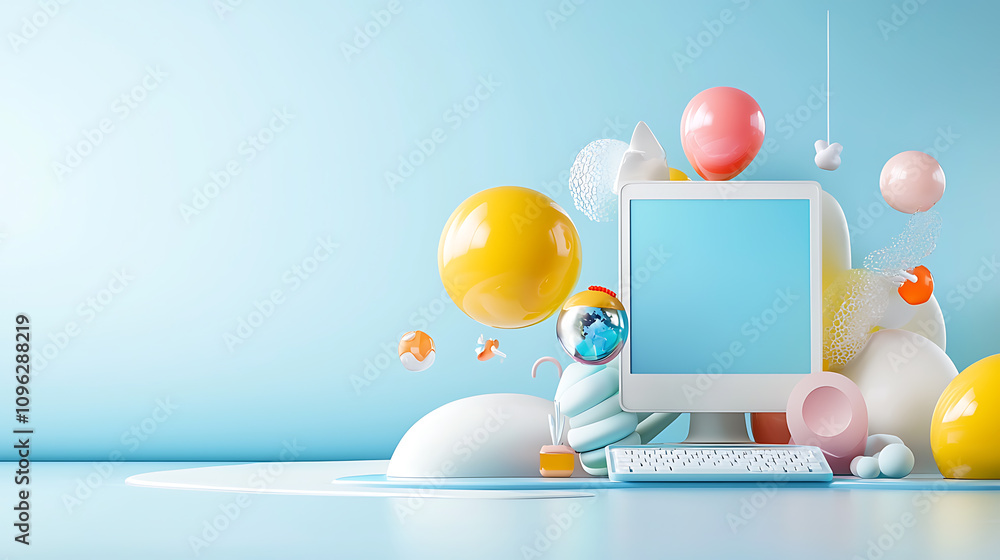 Fototapete creative application of registering digital profiles a playful tech environment with colorful elemen