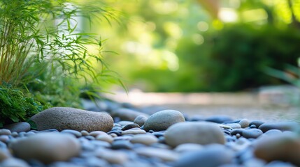 Tranquil Zen Garden with Smooth Pebbles