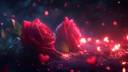 Romantic Roses and Hearts