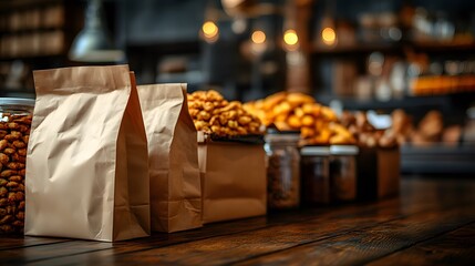 Customizable paper bag mockup set featuring various sizes, displayed in a minimalist setting for versatile branding uses