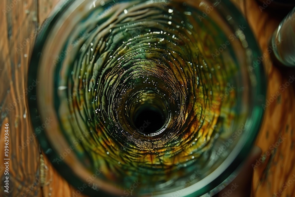 Poster captivating view of a glass with unique swirls indoor setting abstract photography warm lighting art