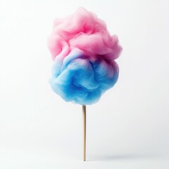 Pink and Blue Cotton Candy on Wooden Stick