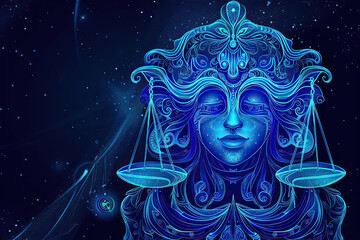 Fototapeta premium Astrological composition with concept of Libra zodiac sign symbol