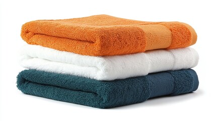 Colorful bath towels stacked neatly home bathroom product photography cozy environment close-up home decor ideas