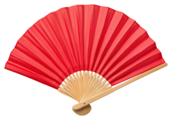Japanese and Chinese Hand red fan, PNG, Isolated on Transparent Background