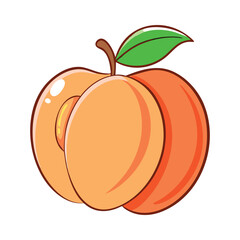Peachy Orange Cartoon Apple With Leaf And Juicy Appearance