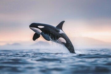 Fototapeta premium Fantastically beautiful majestic huge whale in deep ocean