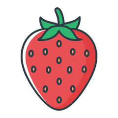 Delightful Cartoon Strawberry With Green Leaves and Spots