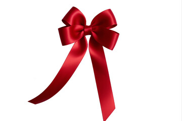 red ribbon bow isolated in white background, anniversary, weddings, gifts, for packaging gifts, AI generative  