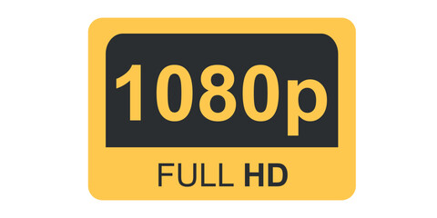 1080p Full HD resolution label. Flat style design isolated on white background.