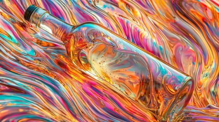 Colorful Abstract Background with Glass Bottle