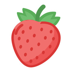 Delightful Cartoon Strawberry With Green Leaves and Spots