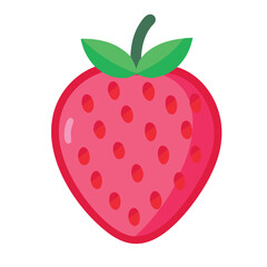 Delightful Cartoon Strawberry With Green Leaves and Spots
