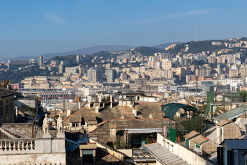 View over the roofs of the city of Genoa - Italy