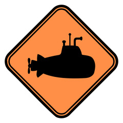 Submarine Sign Warning Caution Danger Notice Logo Design Lover Art Vector Illustration Card T-Shirt Poster Sticker Graphic Print Decorative Drawing Isolated Logo Decoration Symbol Creative Cool Style
