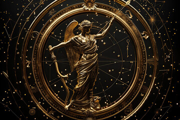 Fototapeta premium Astrological composition with zodiac circle in signs and symbols
