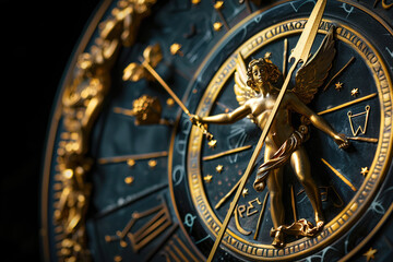 Astrological composition with zodiac circle in signs and symbols