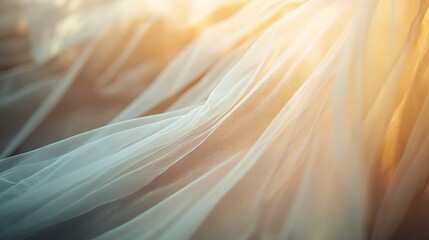 Soft ethereal tulle fabric close-up natural light textile art dreamy atmosphere macro perspective fashion concept