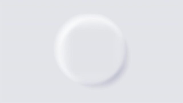 Animation of Soft White circle neumorphism button, Minimalist neumorphism podium or stage reveals from top view for placing a product or the