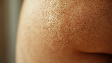Fototapeta premium Close-up of freckled skin with natural lighting, celebrating the beauty of human texture and individuality in a minimalist style.