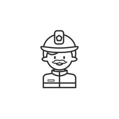 Firefighter icon on white background. Outline icon profession concept.