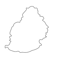 Mauritius map outline  isolated on transparent background.