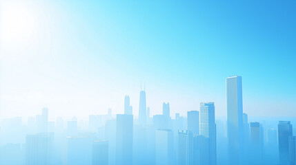 Modern City Skyline with CBD Office Buildings - Drone View and Clear Blue Sky