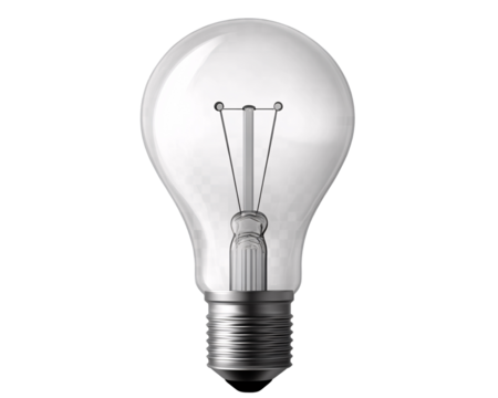a light bulb with a clear base