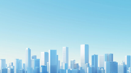 Fototapeta premium Modern City Skyline with CBD Office Buildings - Drone View and Clear Blue Sky