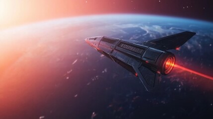 Rocket launch into space orbiting earth digital art sci-fi environment dynamic perspective futuristic exploration