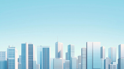 Fototapeta premium Modern City Skyline with CBD Office Buildings - Drone View and Clear Blue Sky