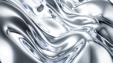 Shiny Silver Liquid Metal Surface with Flowing, Fluid Dynamics Highlighting Its Malleability and Reflective Properties