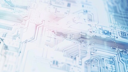 Close-up of semiconductor chip with detailed electronic components and circuits on clean white background, ideal for tech and engineering projects.