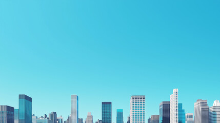 Obraz premium Modern City Skyline with CBD Office Buildings - Drone View and Clear Blue Sky