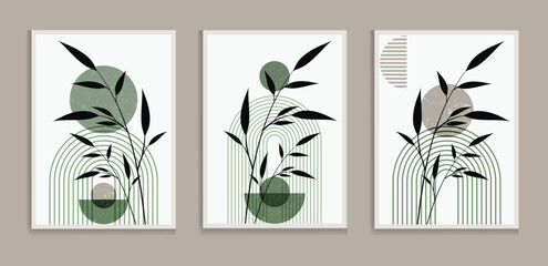 Green wall art  geometric  green wall decor boho wall decor vector
