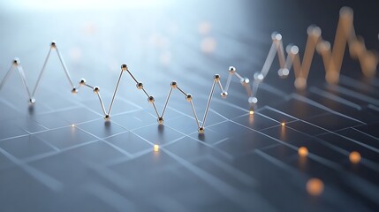 Minimalist 3D representation of a growth graph on white for scalability concepts