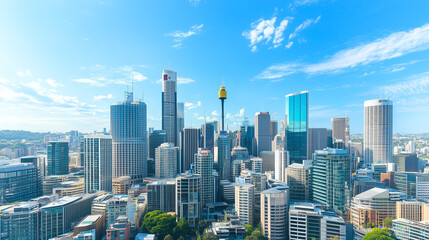 Obraz premium City Skyline under Blue Sky and White Clouds