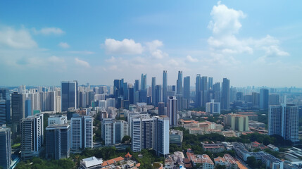 Obraz premium City Skyline under Blue Sky and White Clouds