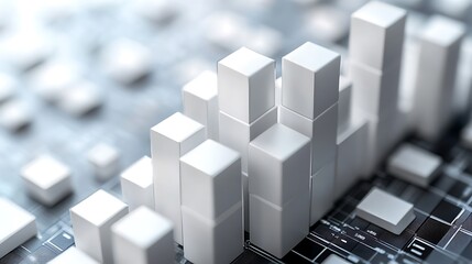 Obraz premium White background with a 3D bar chart for scalability in business expansion