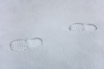 Shoe Prints in Fresh Snow